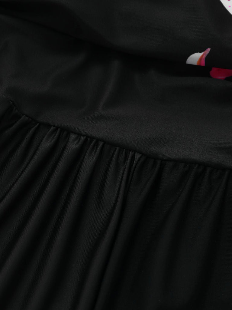 [Prévente] Maillot de bain une pièce tankini à fleurs noires années 1940