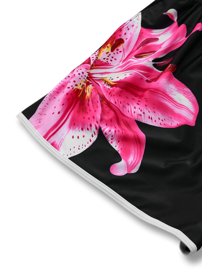 [Prévente] Maillot de bain une pièce tankini à fleurs noires années 1940