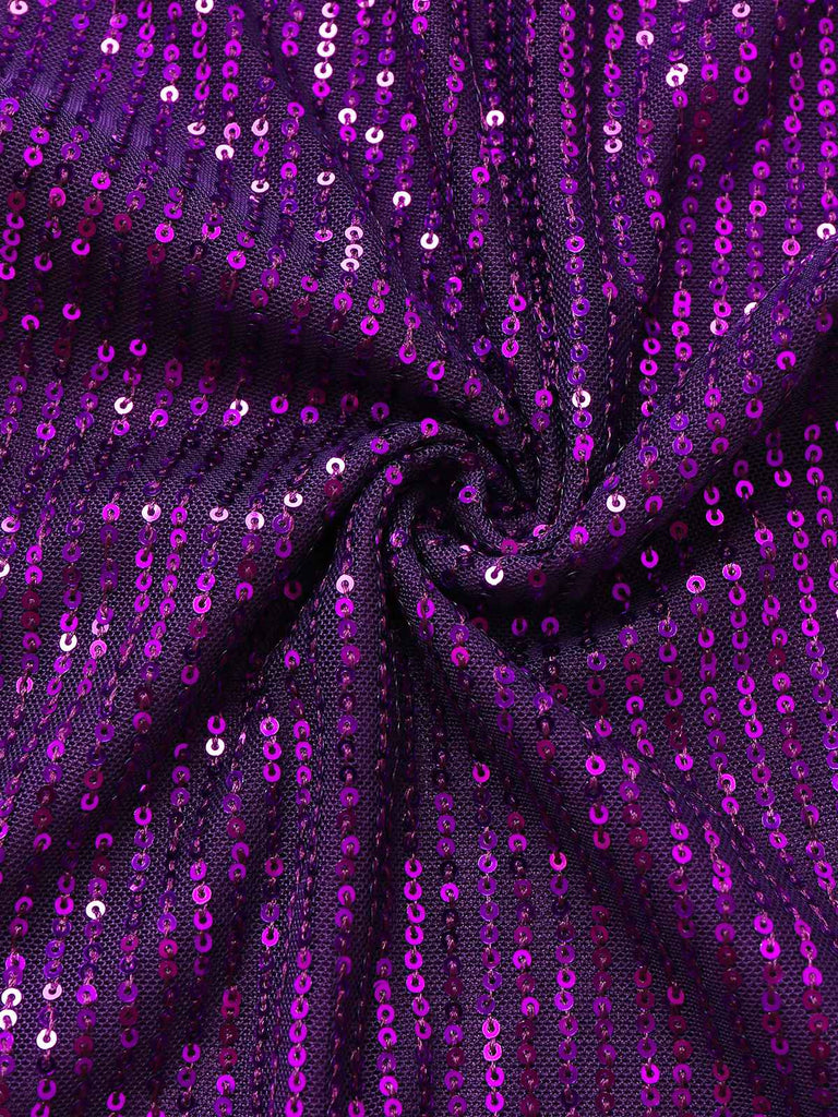 Combinaison asymétrique à paillettes violette des années 1970