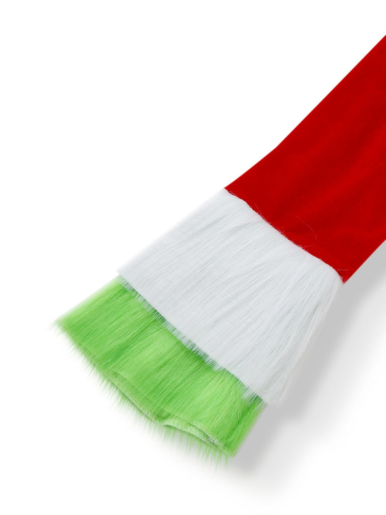 Robe rouge et verte à bordure en fourrure Grinch des années 1940