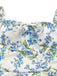 Robe verte et bleu à nœud papillon fleuri des années 1940