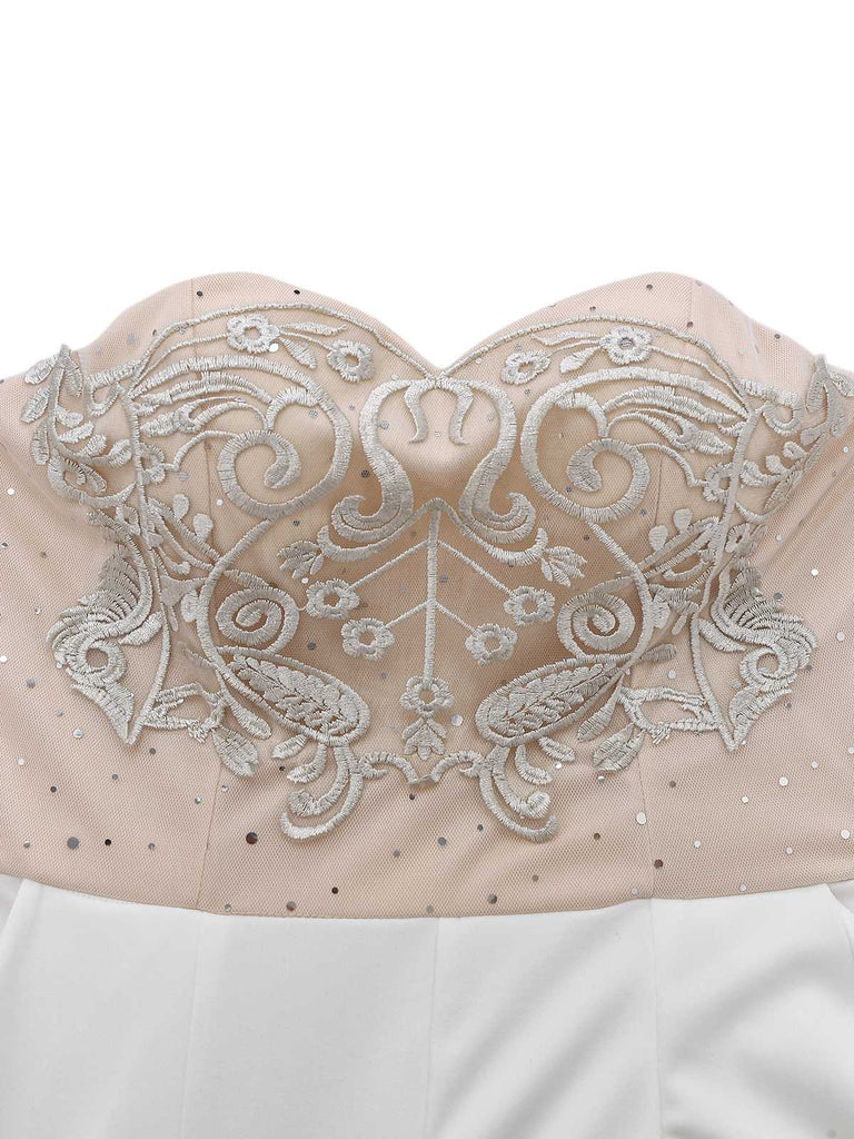 Combinaison bustier brodée années 1960