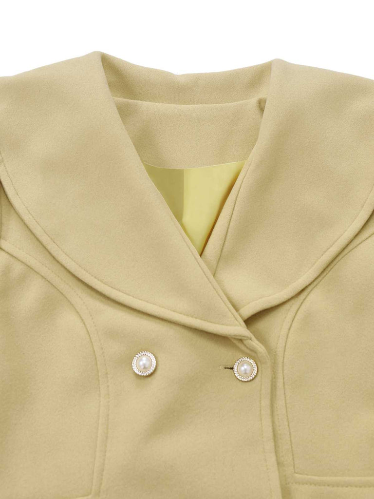 Manteau croisé à revers jaune des années 1930