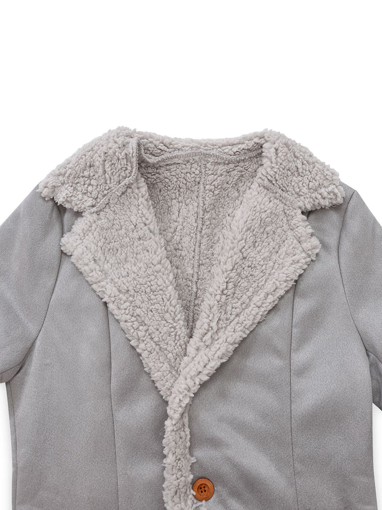 Manteau mi-long en suédine col revers uni des années 1930