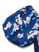 Robe bleue à fleurs manches bouffantes épaules dénudées années 1940