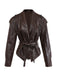 Veste ceinturée en cuir café foncé années 1970
