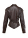 Veste ceinturée en cuir café foncé années 1970