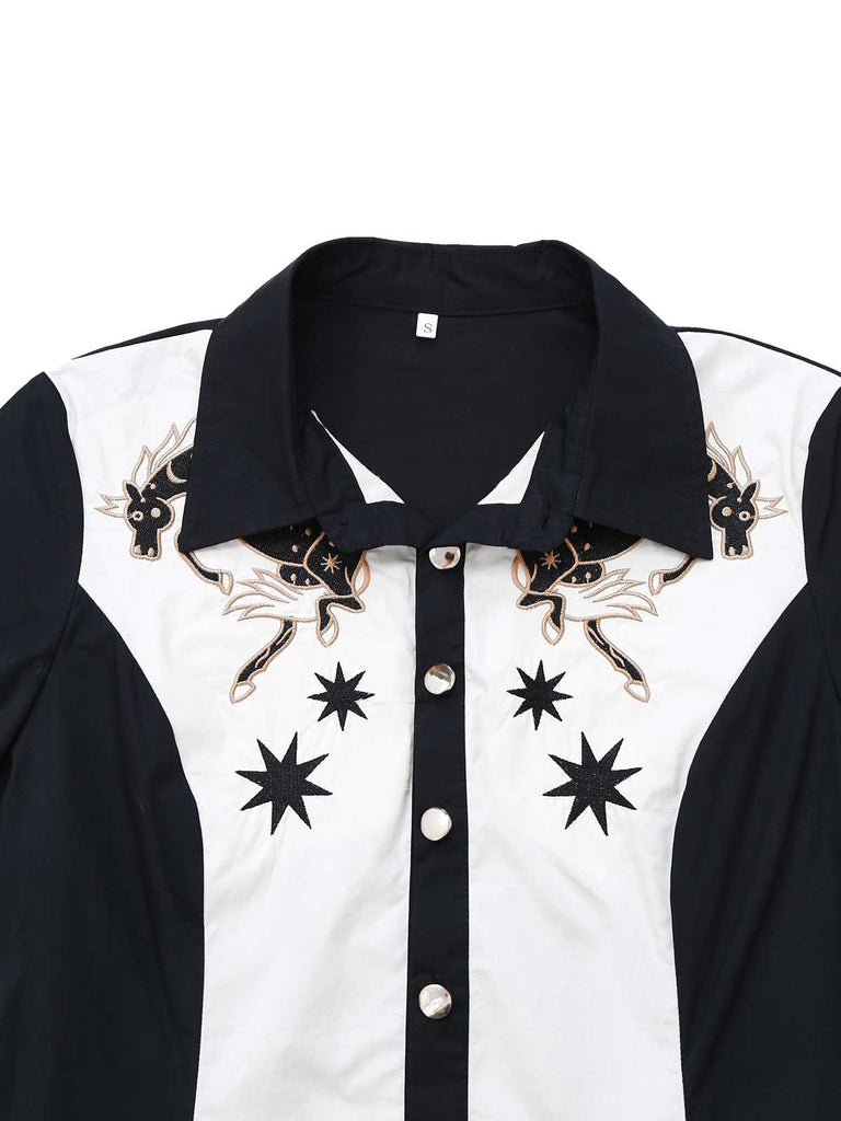 Robe brodée en coton inspirée du western avec étoiles années 1950