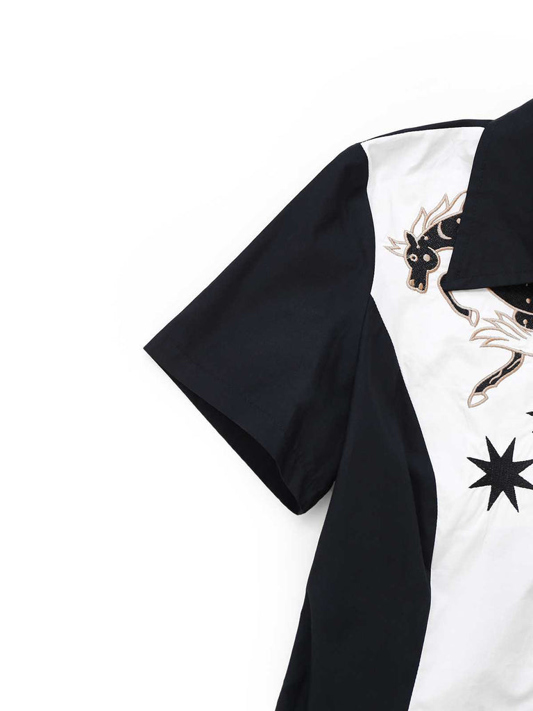 Robe brodée en coton inspirée du western avec étoiles années 1950