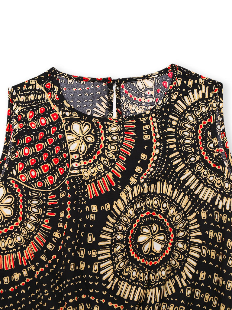 Combishort multicolore imprimé floral style bohème des années 1970