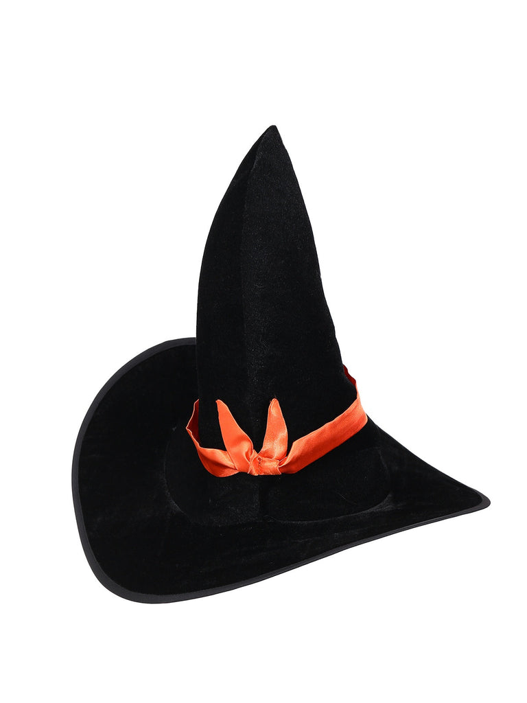 Robe orange en dentelle fleurie avec châle et chapeau des années 1940