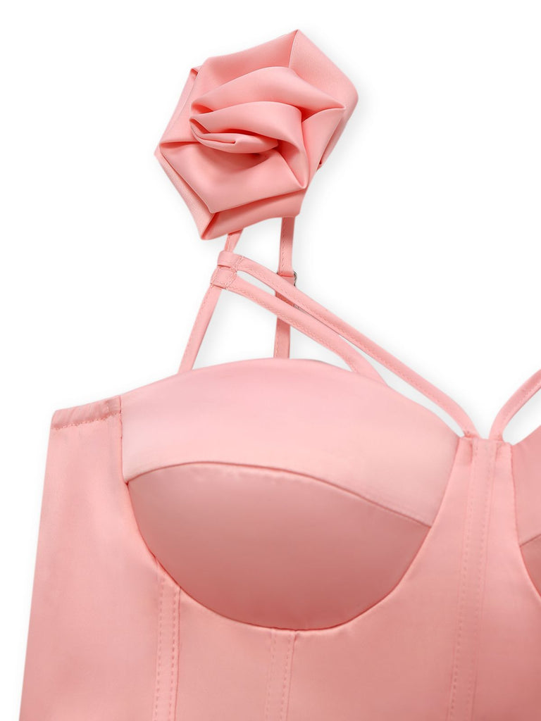 Robe nuisette ajourée à fleurs 3D unie années 1930