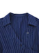 Robe chemise rayée fines bleue col Johnny des années 60