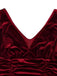 Robe longue bordeaux en velours à sequins col en V style années 1950