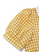 Haut jaune à carreaux vichy revers et boutons nacrés des années 1950