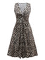 Robe plissée léopard à larges bretelles années 1950