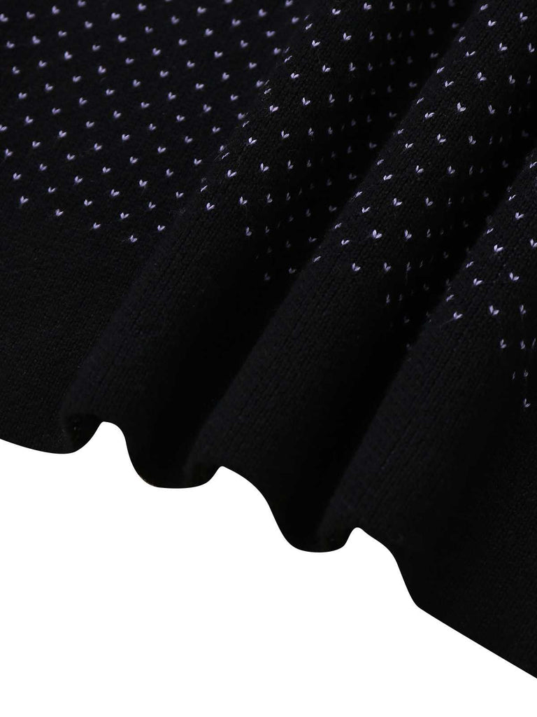Robe pull noire à pois style fantôme d'Halloween des années 1960