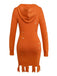 Robe à capuche orange en tricot effet citrouille vieillie Halloween des années 1970