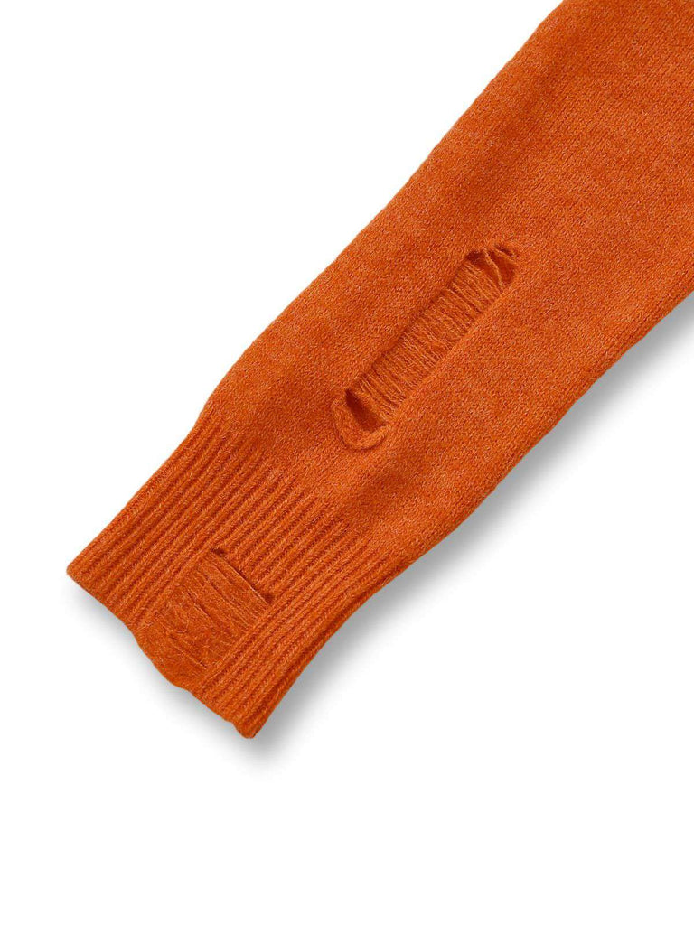 Robe à capuche orange en tricot effet citrouille vieillie Halloween des années 1970