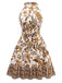 Robe fleurie style bohème couleur caramel des années 1970