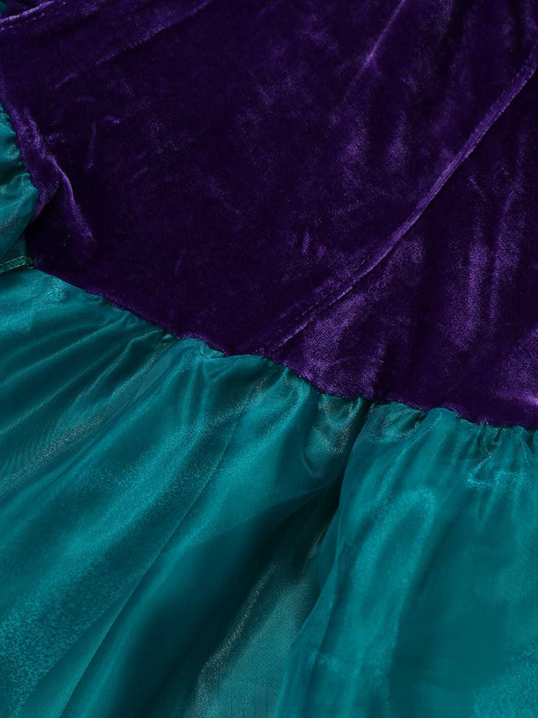 Robe de princesse sirène Ariel avec couronne années 1950