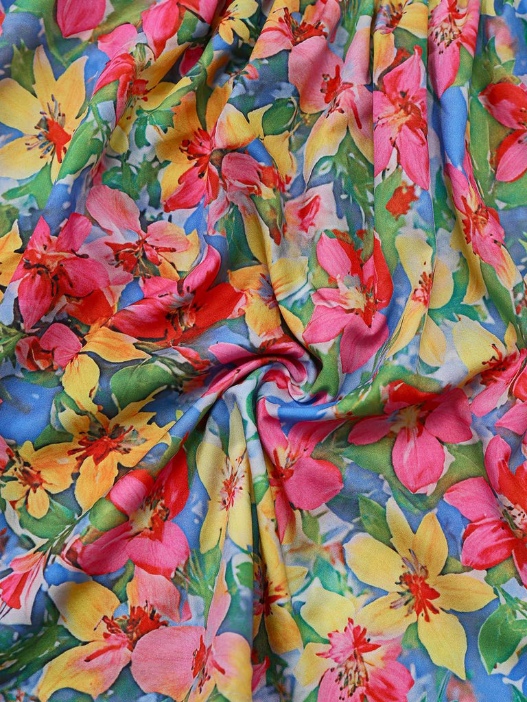 Robe Multicolore Halter Fleurs Nœud Cœur Années 1960