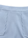 2PCS Haut boutonné à col carré et short bleu uni des années 1960