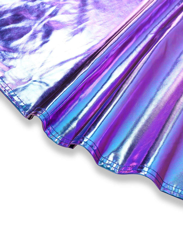Robe mini de soirée futuriste métallisée années 1980
