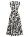 Robe mi-longue à fleurs à manches courtes années 1970