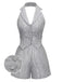 2PCS Gilet licou à revers et short à poches à rayures fines gris des années 1950