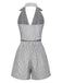 2PCS Gilet licou à revers et short à poches à rayures fines gris des années 1950