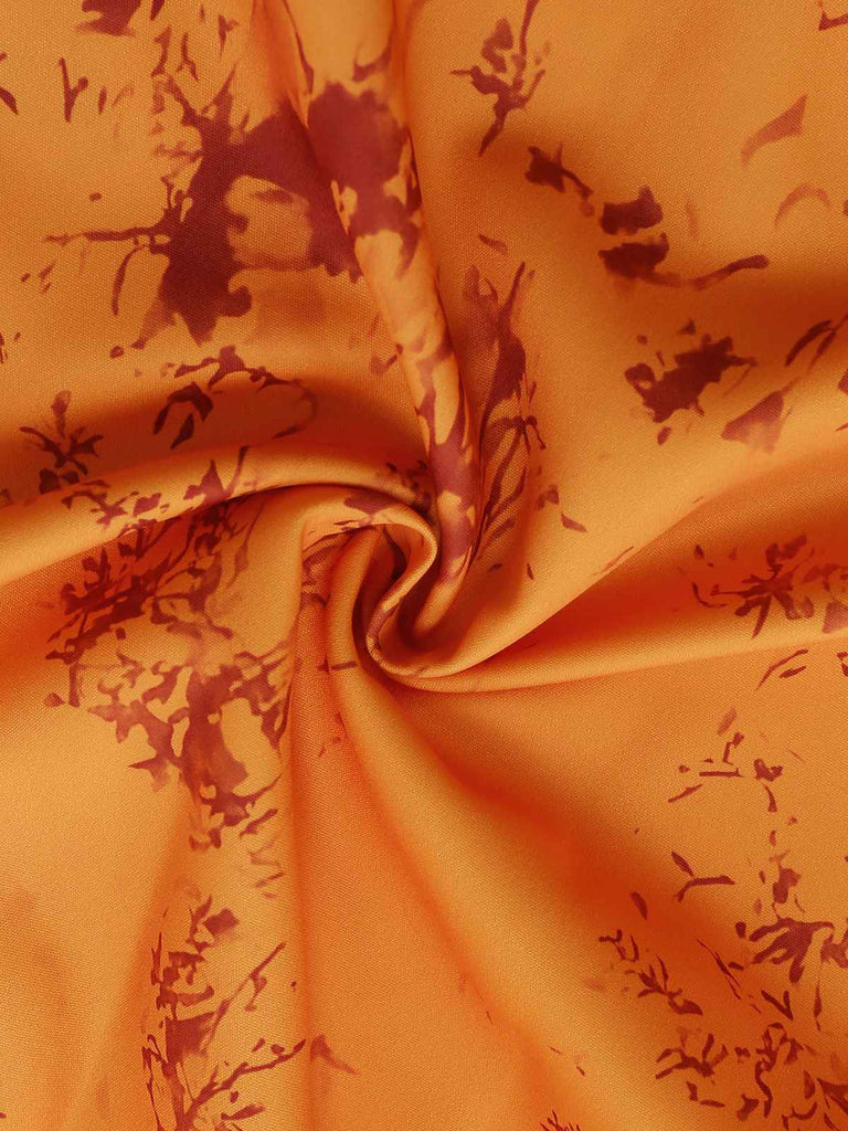 Robe Orange Coton Sans Manches Imprimée Ajustée Années 1930