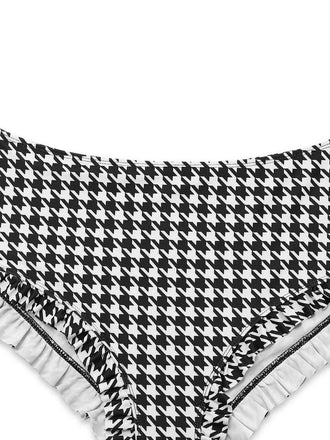 Ensemble bikini à lacets pied-de-poule noir des années 1930