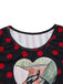 Robe Crayon Noire Pois Motif Cœur Années 1980