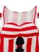 Robe à bretelles rayée rouge clown maléfique d'Halloween des années 1960