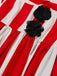 Robe à bretelles rayée rouge clown maléfique d'Halloween des années 1960