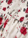 Robe trapèze blanche à lacets et imprimé roses des années 1950