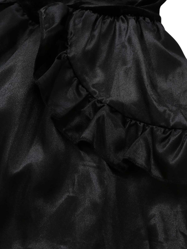 Robe gothique en velours avec croix et roses 3D des années 1980 et bandeau