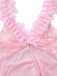 Ensemble de lingerie en dentelle transparente motif floral 3D rose années 1930