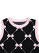 Robe noire à volants et imprimé nœud années 1960