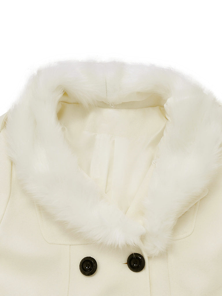Manteau à boutons amovibles en fausse fourrure des années 1940