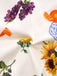 Robe col carré et dos noué à motif tournesol et fruits des années 1960