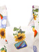 Robe col carré et dos noué à motif tournesol et fruits des années 1960