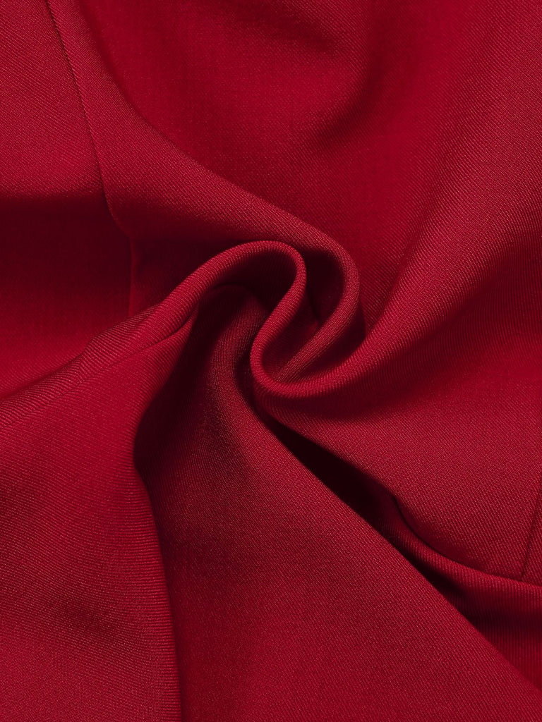 2PCS Gilet sans manches à col carré et jupe rouge années 1940