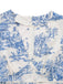 Robe Froncée Col V Imprimé Porcelaine Bleu Clair Années 50