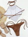 Dos-Nu Côtelé Ensemble Bikini Marron Années 1960 5