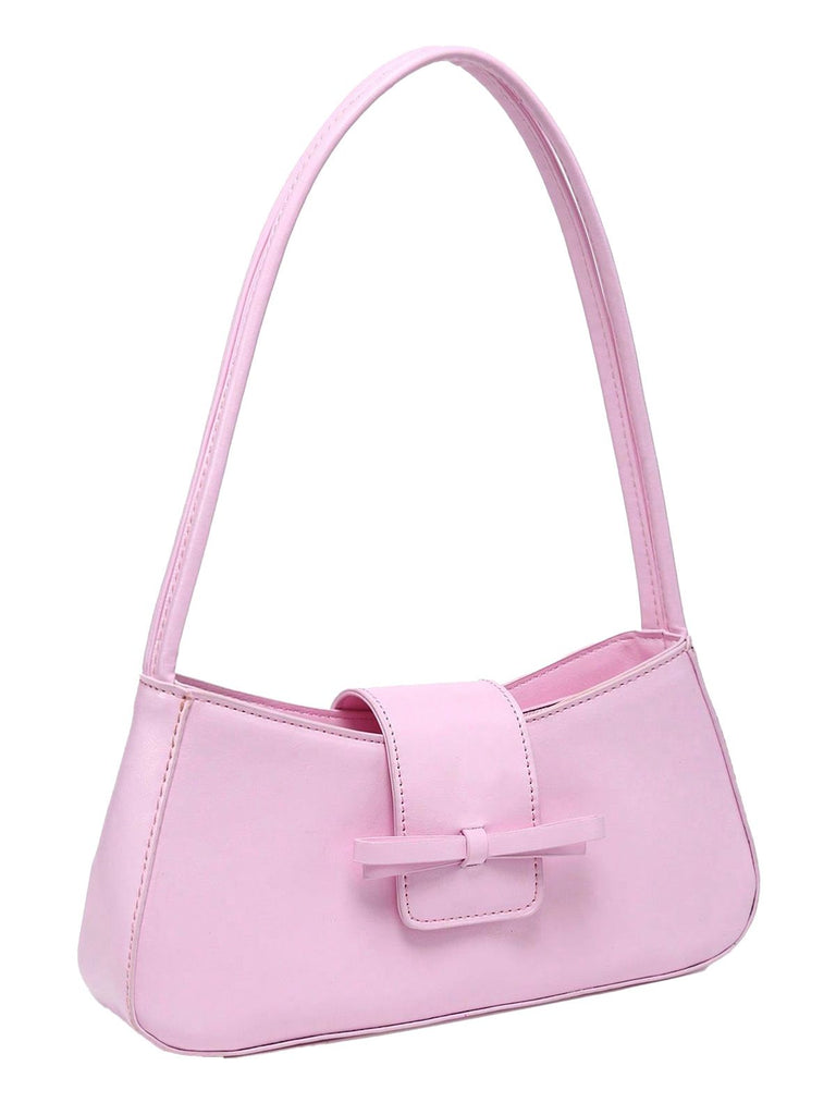 Sac baguette en cuir vintage avec nœud