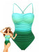 Maillot de bain une pièce froncé vert ombré années 1930