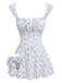 Maillot de bain volants fleurs carré blanc 1970s