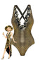Maillot de Bain paréo métalliques floral 3D 1970s
